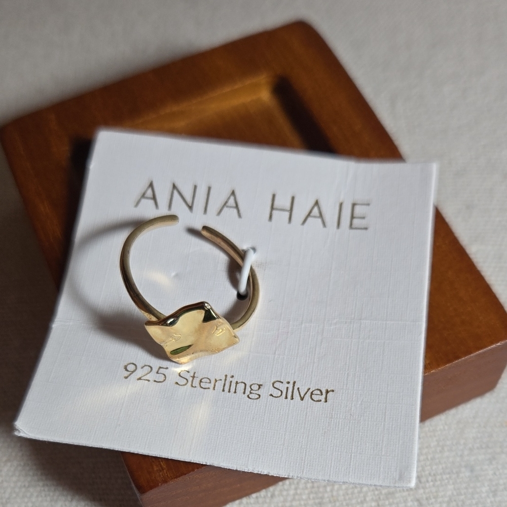 Ania Haie Sterling Silver 14K Gold Plated Adjustable Size Ring